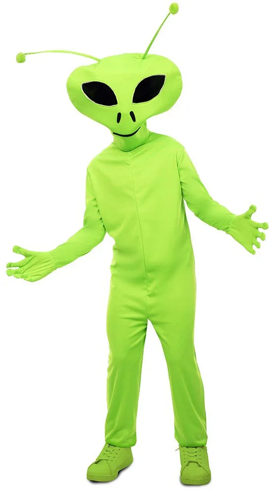 Disfraz de Alien Verde con Antenas Infantil Extraterrestres EuroCarnavales